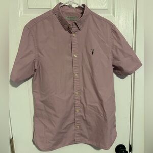 All Saints Men's Light Pink Button Down Shirt